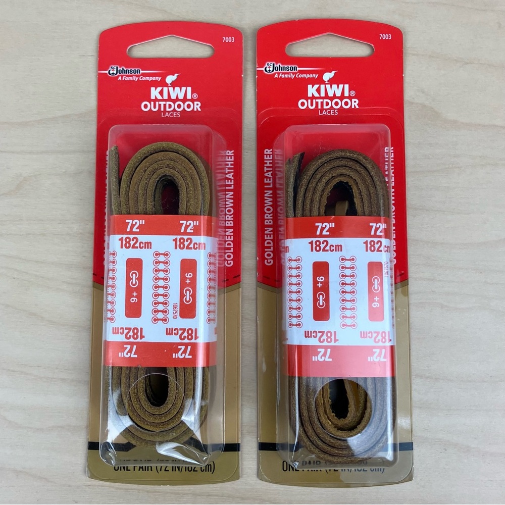 Lot Of 2 KIWI Outdoor 72" (182cm) Golden Brown Leather Shoe Laces 9+ Eyelets NEW